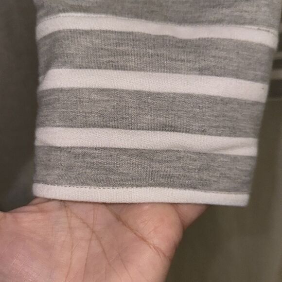 Millers 12 Heather Gray White Striped Mock Neck Full Zip Sweatshirt Jacket - Picture 5 of 14